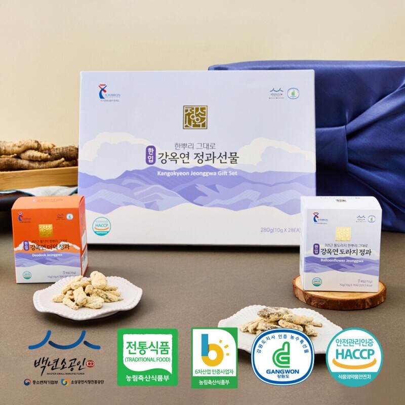 정선아라리한과농원,정선사위 국산 수제 콩고물 한뿌리 그대로 한입 도라지정과,더덕정과 280g