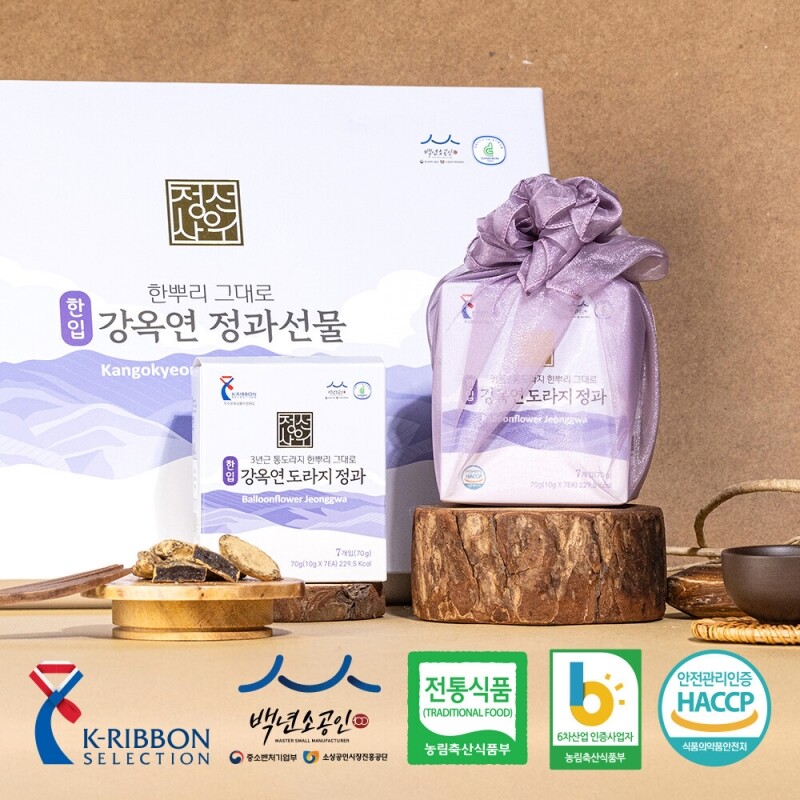 정선아라리한과농원,정선사위 국산 수제 콩고물 한뿌리 그대로 한입 도라지정과,더덕정과 280g